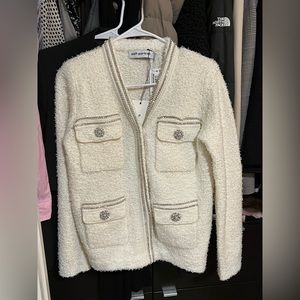 NWT Self-Portrait crystal embellished textured jacket